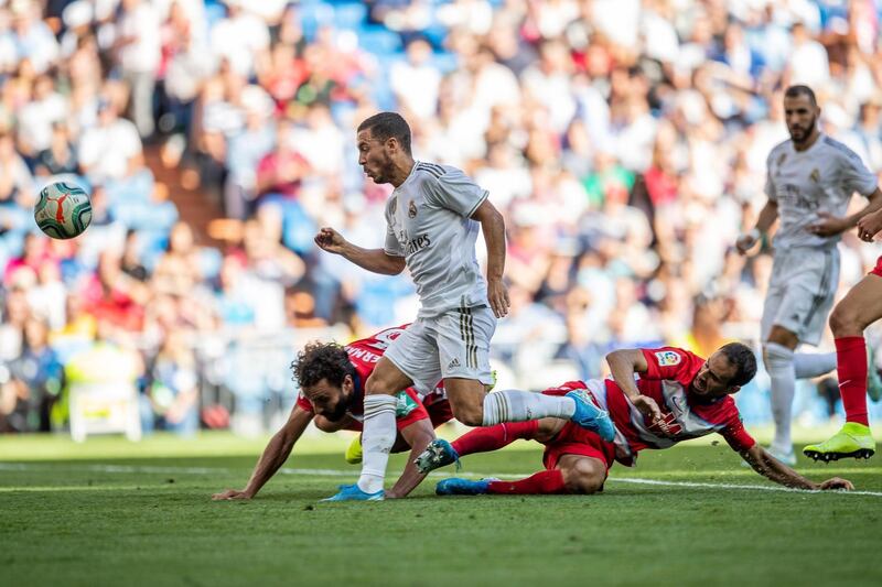 Real Madrid's Eden Hazard scores. AP