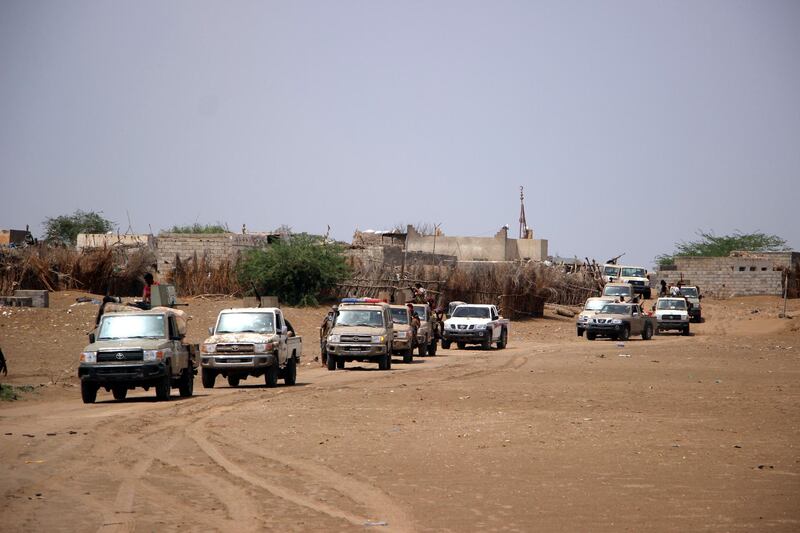 epa07004137 A column of Yemeni government forces and vehicles take part in military operations on Houthi positions in the port province of Hodeidah, Yemen, 07 September 2018. According to reports, heavy fighting is currently taking place at Yemeni Hodeidah city's western and southern outskirts between the Saudi-backed Yemeni forces and the Houthi rebels as UN-sponsored peace talks in Geneva failed to get off the ground, with the Houthi delegation refusing to leave the capital Sanaâ€™a.  EPA/NAJEEB ALMAHBOOBI