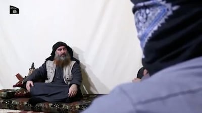 A bearded man with Islamic State leader Abu Bakr al-Baghdadi's appearance speaks in this screen grab taken from video released on April 29, 2019. Islamic State Group/Al Furqan Media Network/Reuters TV via REUTERS. THIS IMAGE HAS BEEN SUPPLIED BY A THIRD PARTY. THE AUTHENTICITY AND DATE OF THE RECORDING COULD NOT BE INDEPENDENTLY VERIFIED BY REUTERS.