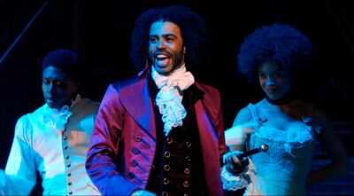 Daveed Diggs portrays Thomas Jefferson in a filmed version of the original Broadway production of 'Hamilton'. Diggs is nominated for an Emmy Award for Outstanding Supporting Actor in a Limited Series or Movie. AP 