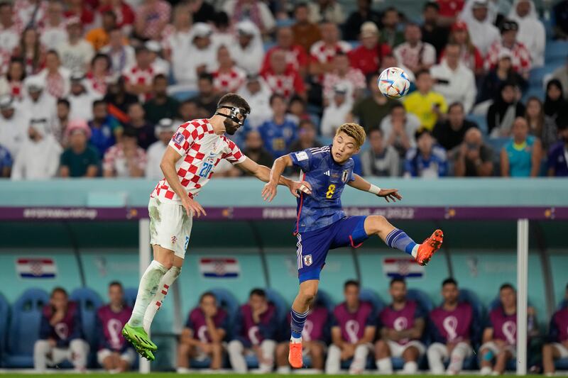 Japan's Ritsu Doan, right, and Croatia's Josko Gvardiol have been enjoying a solid contest. AFP