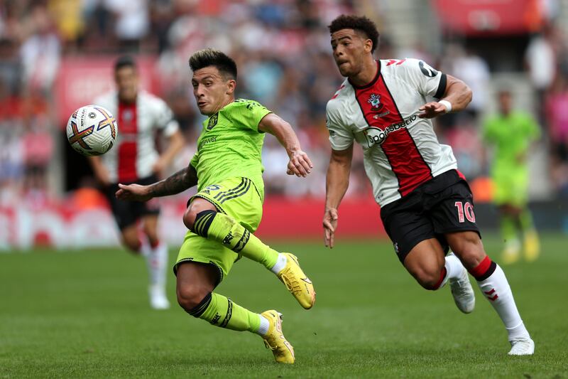 Lisandro Martinez - 8. Fine timing throughout. Physical, especially when tackling. Handled Adams well. Made a few errors but the 3,000 travelling United fans were already singing ‘Argentina!’ for their new signing. Getty