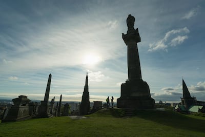The Glasgow Necropolis. A Victorian cemetery in Glasgow situated on a hill to the east of Glasgow Cathedral (St. Mungo's Cathedral)