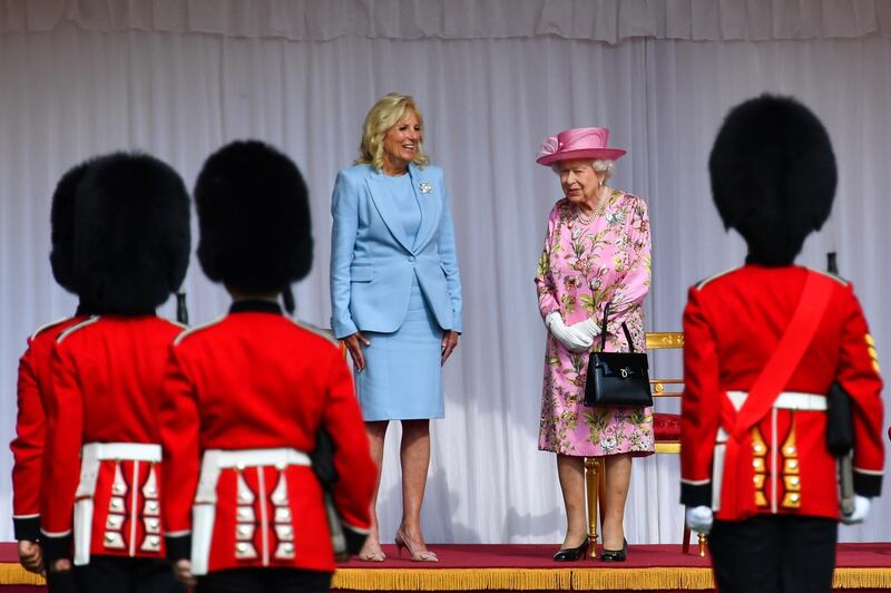 Ms Biden with the queen at Windsor Castle. Reuters