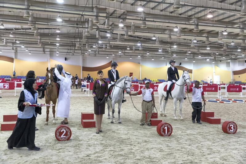 ABU DHABI, UNITED ARAB EMIRATES. 16 MARCH 2019. Special Olympics action at Al Forsan. Prize ceremony. (Photo: Antonie Robertson/The National) Journalist: None: National.