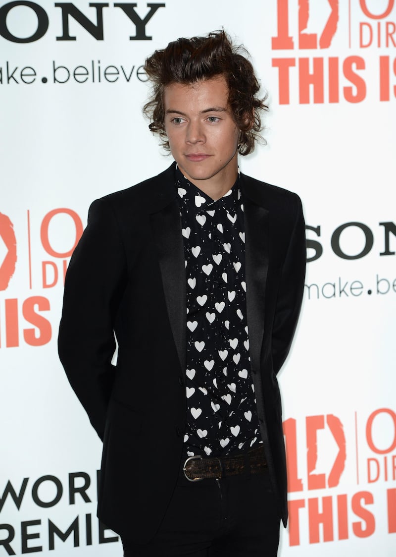 LONDON, ENGLAND - AUGUST 20:  Singer Harry Styles from One Direction attends the "One Direction This Is Us" world premiere at the Empire Leicester Square on August 20, 2013 in London, England.  (Photo by Ian Gavan/Getty Images for Sony Pictures)