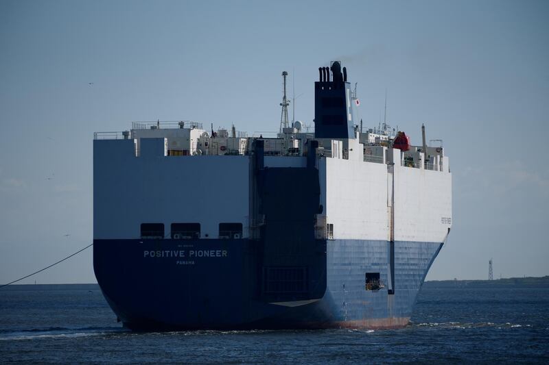 The Positive Pioneer vehicle carrier sails in Nagoya, Japan, on Tuesday, July 31, 2018. Japan is scheduled to release trade balance figures for July on Aug. 16. Photographer: Akio Kon/Bloomberg