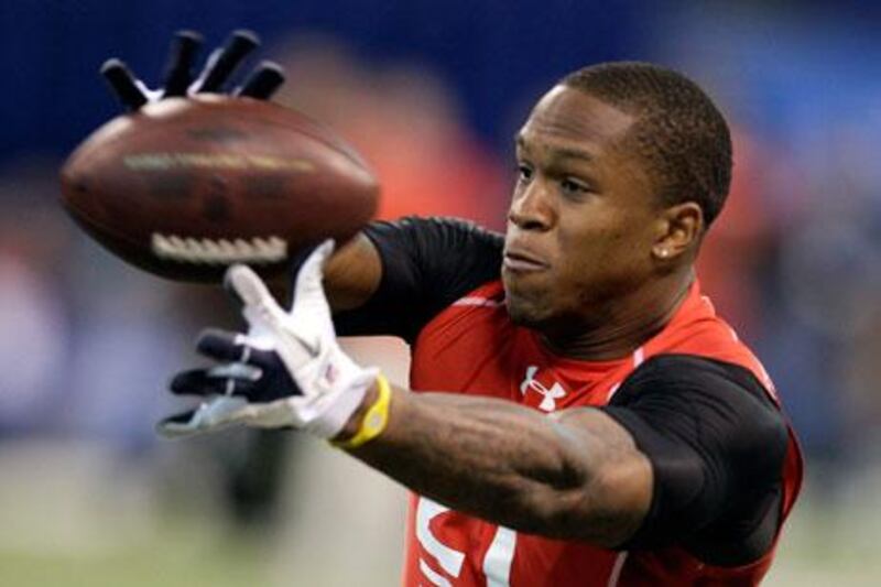 Tennessee Titans' O.J. Murdock in action for the NFL scouting combine in 2011.