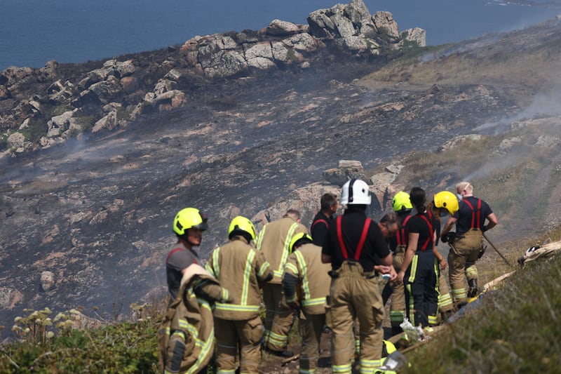 Smoke from the fire near Zennor, Cornwall. Reuters