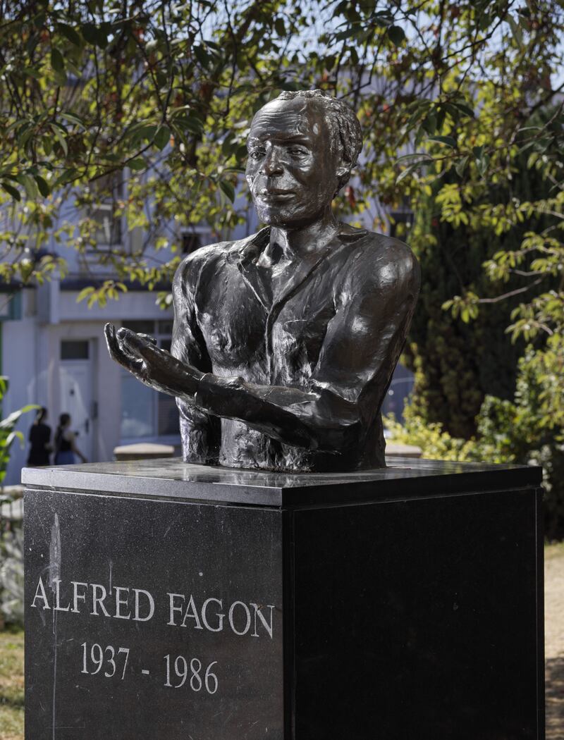 A statue of Black British playwright Alfred Fagon in Bristol, UK which is among the memorials that have been given Grade II-listed status during Black History Month.