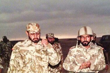 Sheikh Mohamed bin Zayed, Crown Prince of Abu Dhabi and Deputy Supreme Commander of the Armed Forces, with the now retired Maj Gen Helal Al Shehhi at the time of the war. Courtesy: Helal Al Shehhi