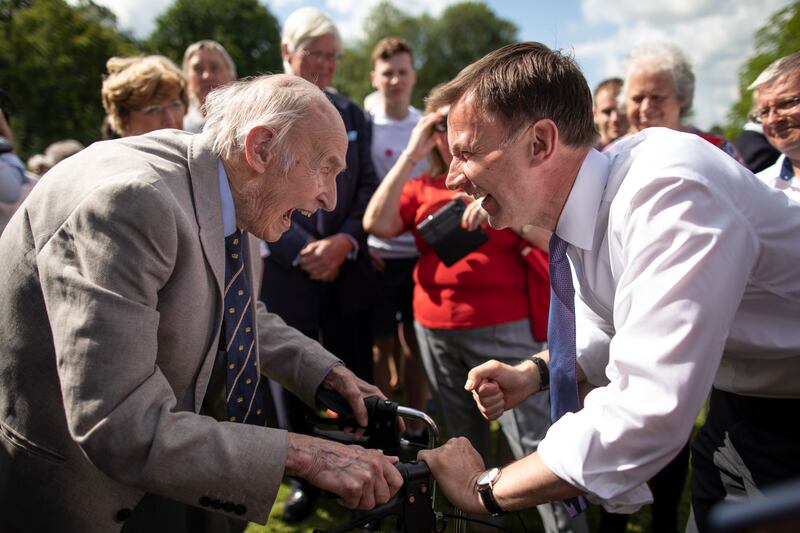 With party member and president of the Bramshot and Liphook Conservative branch Tony Rudgard, 96, in 2019. Getty