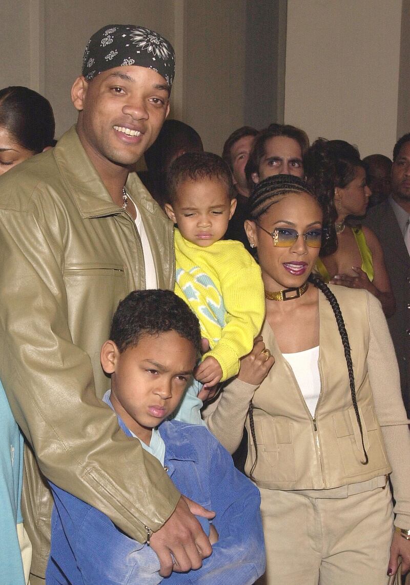 387430 06: Actors Will Smith, wife Jada Pinkett Smith and their children arrive at the premiere of Fox Searchlight's "Kingdom Come" at the Writer's Guild Theatre April 4, 2001 in Beverly Hills, CA. "Kingdom Come" opens April 11, 2001 in theaters across the United States. (Photo by Chris Weeks/Liaison)