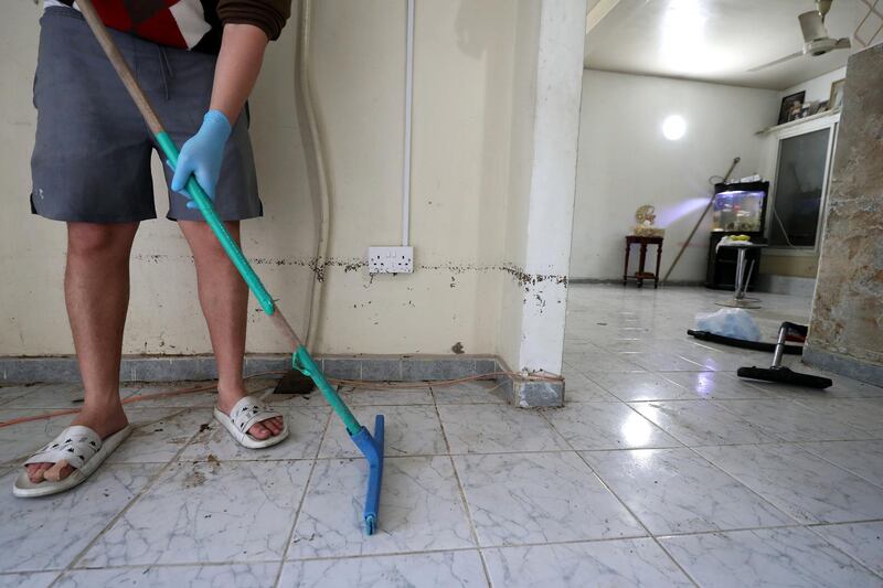 Dubai, United Arab Emirates - Reporter: Nick Webster: The inside of Sultan Al Mughiri's villa on Street 4A. Flooding in Rashidiya area of Dubai. Monday, January 13th, 2020. Rashidiya, Dubai. Chris Whiteoak / The National