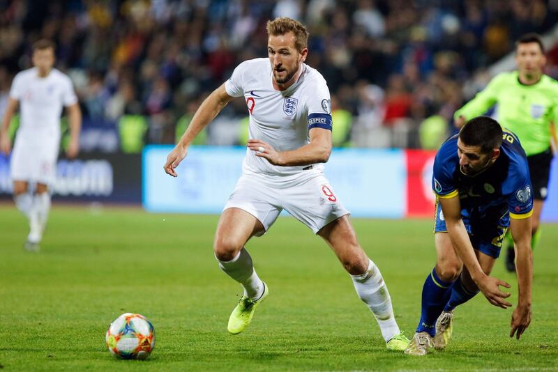 England's Harry Kane on the attack. AFP