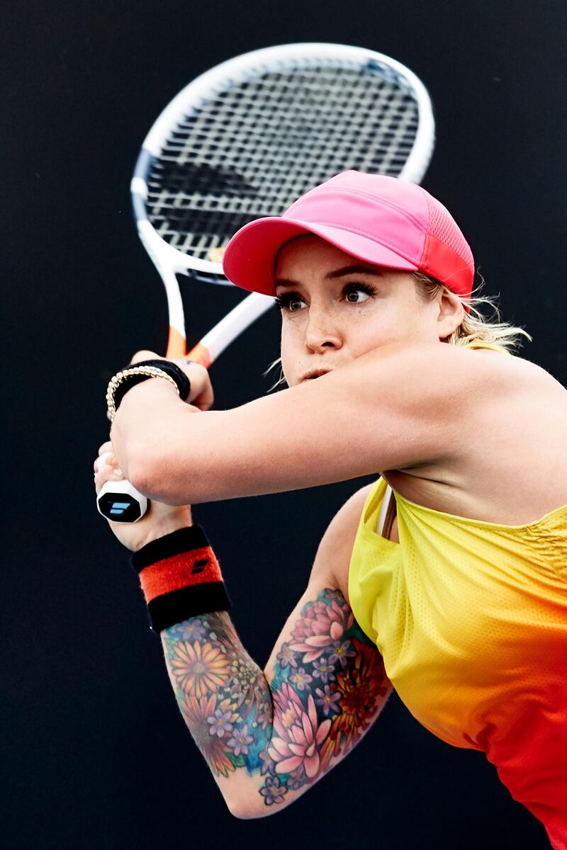 SYDNEY, AUSTRALIA - JANUARY 06: Bethanie Mattek-Sands of The USA plays a backhand shot against Monica Puig of Puerto Rico during day one of the 2019 Sydney International at Sydney Olympic Park Tennis Centre on January 06, 2019 in Sydney, Australia. (Photo by Brett Hemmings/Getty Images)