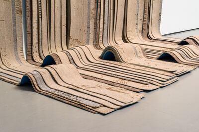 Hera Buyuktasciyan incorporated lines inspired by the architecture and topography of the village where she grew up into her carpet celebrating Zaha Hadid's first museum commission. Photo: Hera Buyuktasciyan