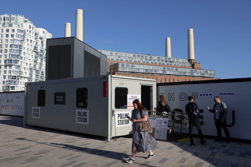 A polling station near Battersea Power Station, as voting begins in London. Reuters