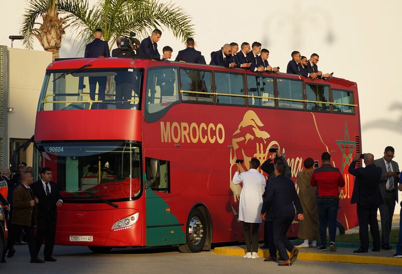 The bus took the players from the airport to Rabat, with fans gathering along the way to welcome their heroes. Reuters