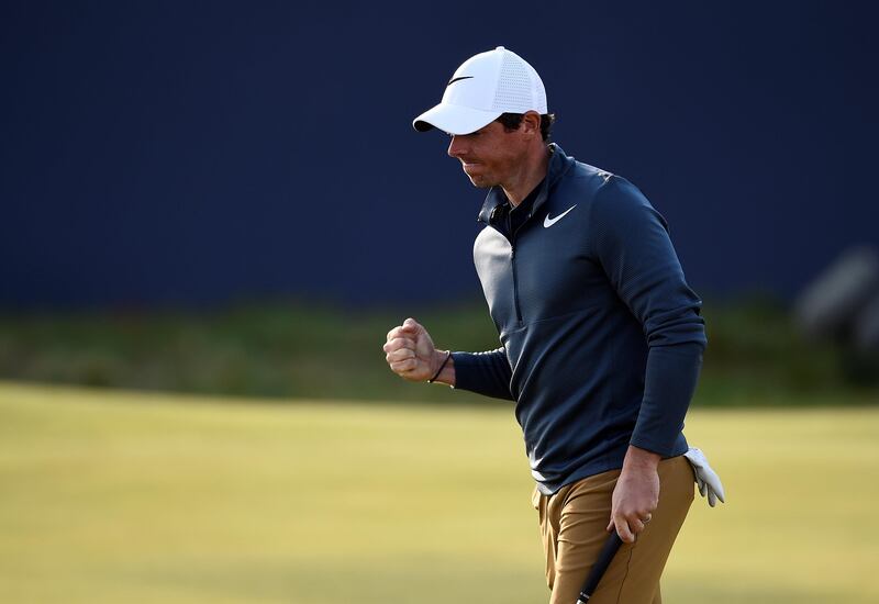 Golf - The 146th Open Championship - Royal Birkdale - Southport, Britain - July 20, 2017   Northern Ireland’s Rory McIlroy reacts after holing his birdie putt on the 18th green during the first round    REUTERS/Hannah McKay