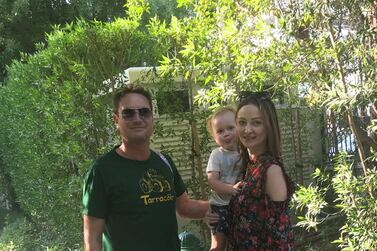 Irish expat Yvonne Kerr, who is pregnant with her second child, with her husband and son 