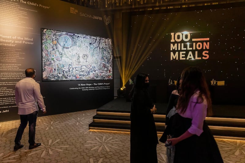 Pre auction preview of the art on auction at the 100 Million Meals charity auction at the Mandarin Oriental Jumeirah in Dubai on April 24 th, 2021. 
Antonie Robertson / The National.
Reporter: Rory Reynold for National