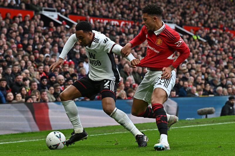 Jadon Sancho 7 - Almost nothing in the first half bar a ball to set up Sabitzer. Better in the second when he was more central. Had a first effort on target deflected wide by Rashford on 67. His shot led to United’s penalty, Fulham fury and an equaliser. Passed to Shaw who set up the second. 

AFP
