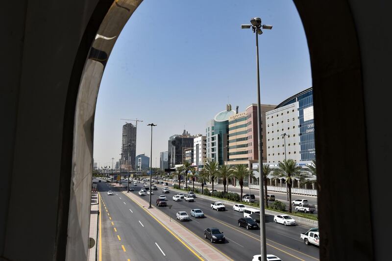 Cars drive down King Fahad boulevard after the authorities eased some of the lockdown measures that had been imposed in a bid to slow down the spread of the coronavirus, in the Saudi capital Riyadh.   AFP