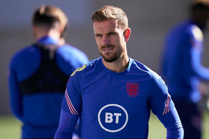 Jordan Henderson of England during the training session. Getty