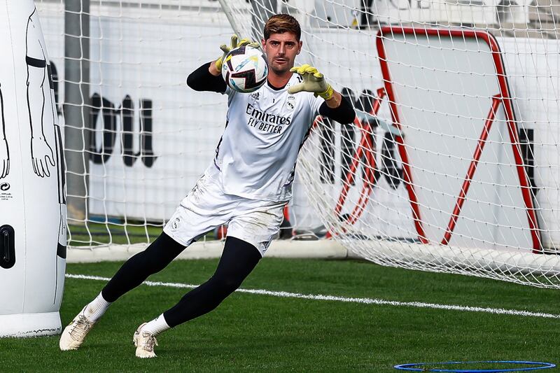 Real Madrid goalkeeper Thibaut Courtois during training.   EPA