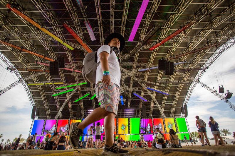 Fans in the Sahara Tent look on during the Giraffage performance at the Coachella Music and Arts Festival in Indio, California. Kyle Grillot /AFP