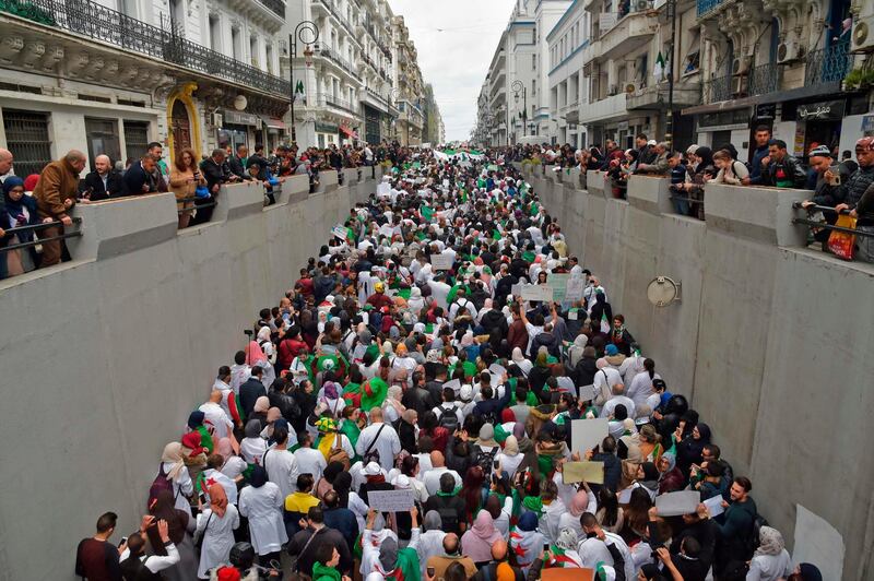 Algerians take part in a demonstration in the capital Algiers against President Abdelaziz Bouteflika. AFP