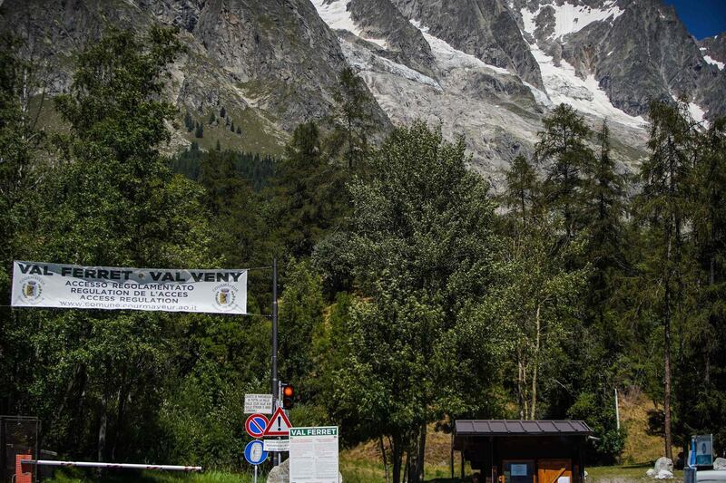 Planpincieux glacier from the village of La Palud, in Courmayeur, Val Ferret, northwestern Italy. AFP