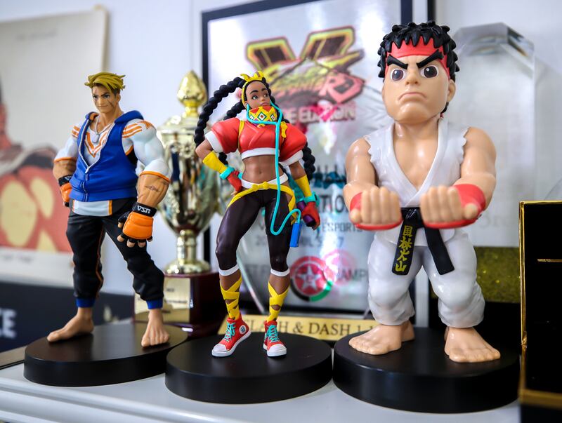 Al Shalabi's room is decorated with figurines from his favourite game series Street Fighter