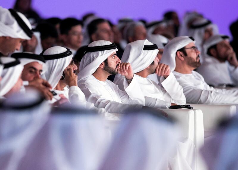 DUBAI, UNITED ARAB EMIRATES. 9 DECEMBER 2019. 
Sheikh Hamdan bin Mohammed bin Rashid Al Maktoum  at the Arab Strategy Forum: Forecasting the Next Decade 2020 - 2030.

(Photo: Reem Mohammed/The National)

Reporter:
Section: