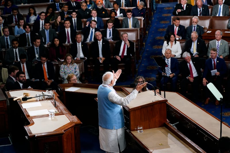 Mr Modi addresses a joint session of the US Congress. AP