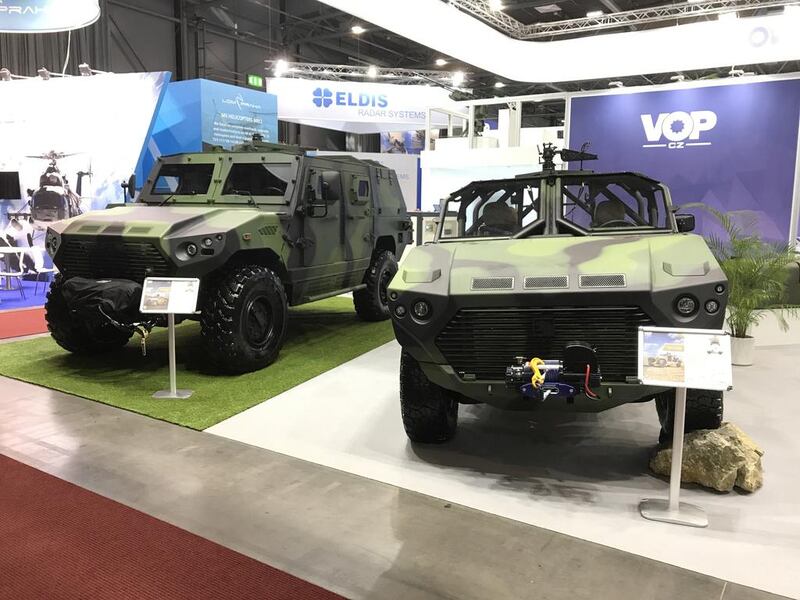 Nimr’s Ajban 440A (left) configured to European specifications in collaboration with VOP CZ. Shown at the IDET fair in Czech Republic. Courtesy NIMR Automotive