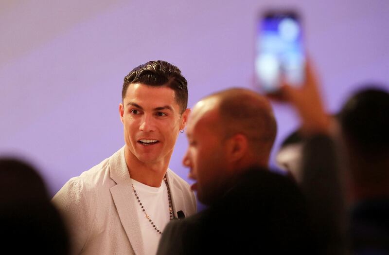 DUBAI, UNITED ARAB EMIRATES, Dec 28 – 2019 :- Cristiano Ronaldo, Juventus FC & Portuguese National Team Player during the 14th Dubai International Sports Conference held at Madinat Jumeirah in Dubai. ( Pawan Singh / The National ) For Sports/Instagram. Story by John