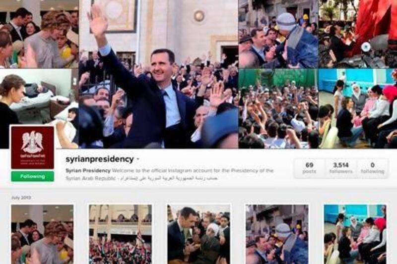 The Instagram account of Syrian president Bashar Al Assad.