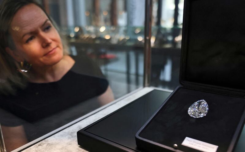 It is the 'largest existing D-Z colour pear-shaped diamond ever graded' by the Gemological Institute of America, Christie's said.