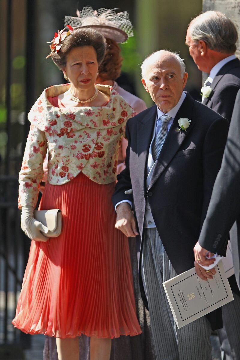 EDINBURGH, SCOTLAND - JULY 30:  Princess Anne, Princess Royal and Phil Tindall depart from the Royal wedding of Zara Phillips and Mike Tindall at Canongate Kirk on July 30, 2011 in Edinburgh, Scotland. The Queen's granddaughter Zara Phillips will marry England rugby player Mike Tindall today at Canongate Kirk. Many royals are expected to attend including the Duke and Duchess of Cambridge.  (Photo by Jeff J Mitchell/Getty Images) *** Local Caption ***  120100667.jpg