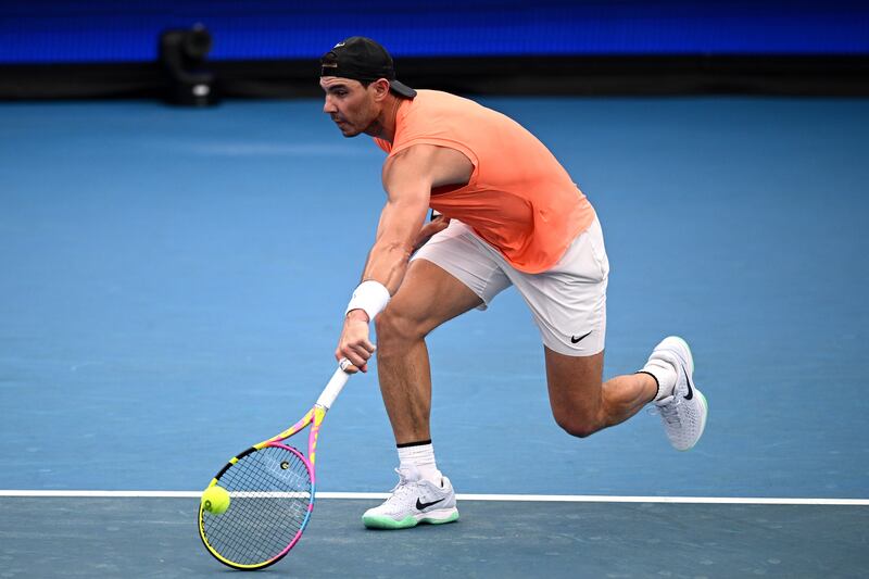 Rafael Nadal takes part in a practice session ahead of the 2023 United Cup. EPA