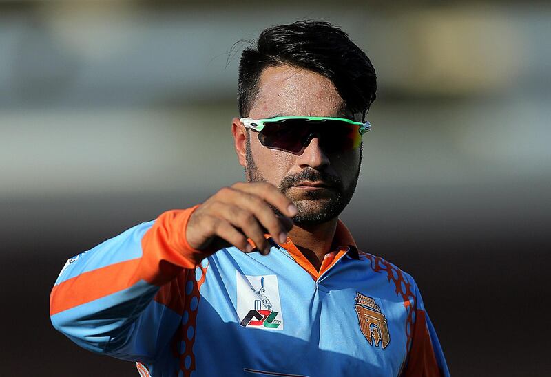 Sharjah, October, 04, 2018: Rashid Khan of Kabul Zwanan in action during the match against  Balkh Legends in the Afghanistan Premier League T20 at the Sharjah Cricket Stadum in Sharjah. Satish Kumar for the National/ Story by Paul Radley