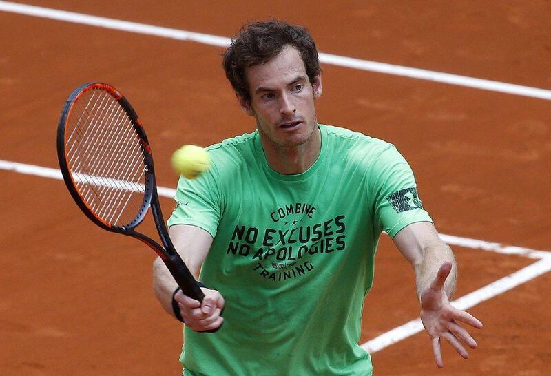 Andy Murray shown practicing last week ahead of the Madrid Masters tournament. Chema Moya / EPA / April 29, 2016