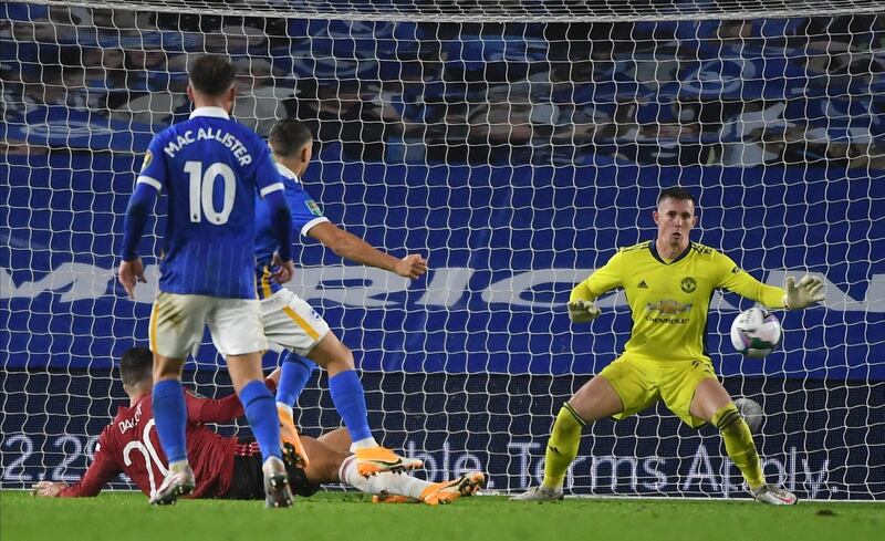 MANCHESTER UNITED RATINGS: Dean Henderson - 7: One quality first half save, one superb one in the second from Trossard, the man who can’t score against United. Second cup game in a week for United, second clean sheet. Doing fine. EPA