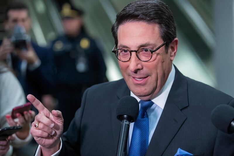 epa08152854 Jay Sekulow, lawyer to US President Donald J. Trump, speaks to the media during a recess in the second day of the impeachment trial of Trump in the Senate at the US Capitol in Washington, DC, USA, 22 January 2020.  EPA/ERIK S. LESSER