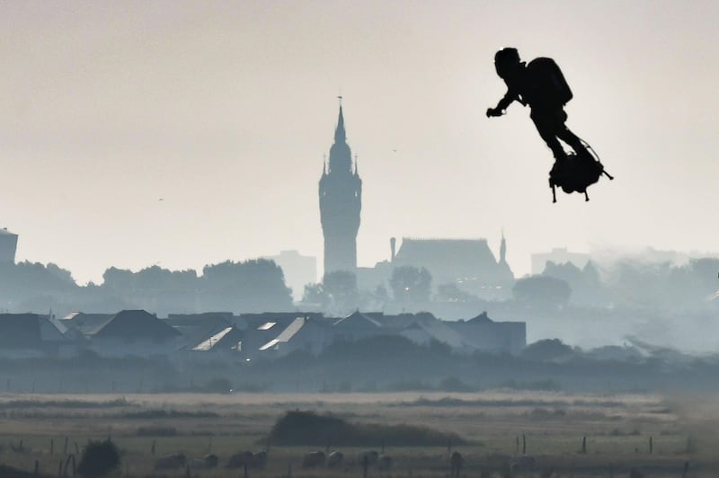 Zapata in the skies above Calais. AFP