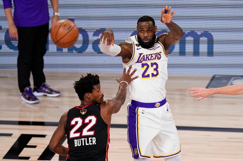 Los Angeles Lakers' LeBron James passes the ball. AP Photo