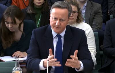 David Cameron giving evidence to the foreign affairs committee on Tuesday. AFP
