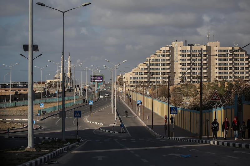 View of a nearly-empty street in the northern Gaza Strip.  EPA